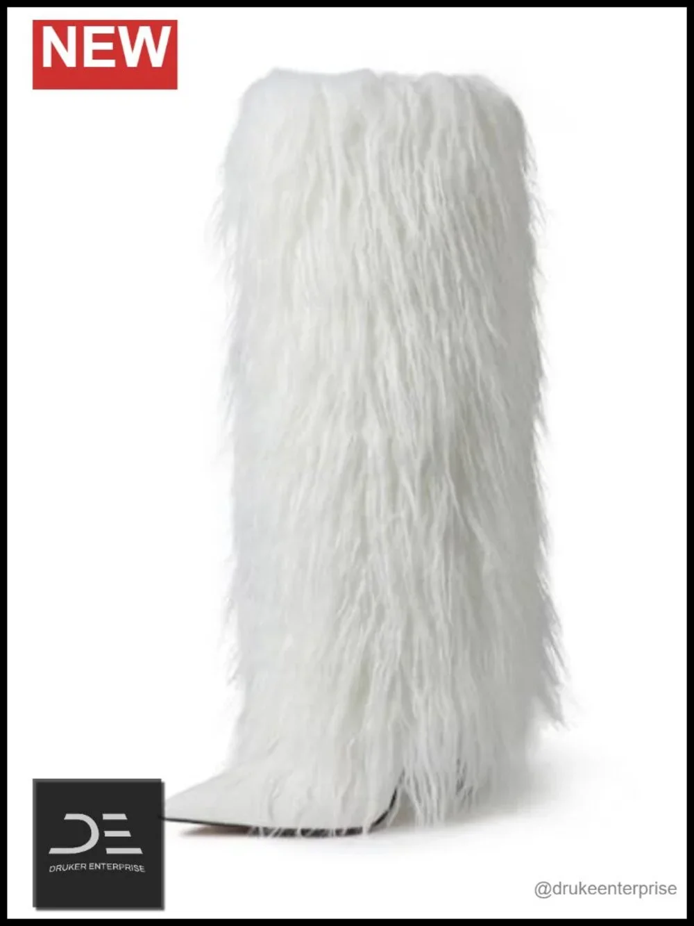 Fur Wide Calf Knee High Boots Women Furry Fold Over Tall Boots